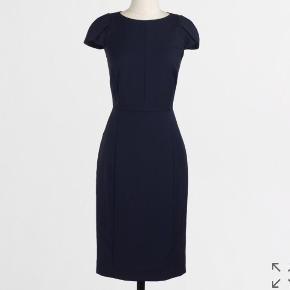 J crew navy Petal-sleeve dress